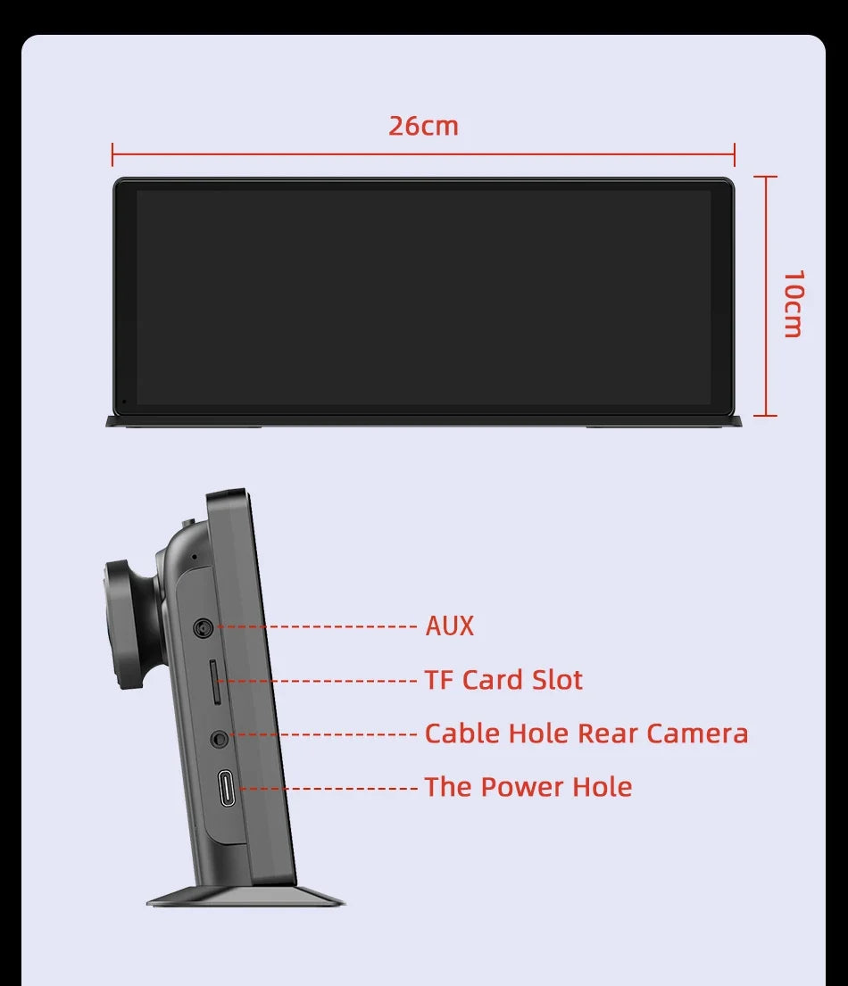 11.3 Inch Portable CarPlay Screen – HD Wireless Touch Display for Apple CarPlay and Android Auto