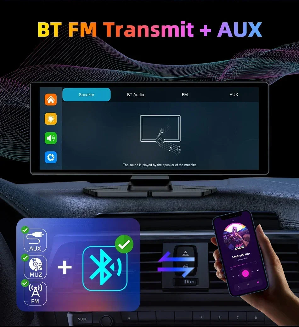 10.26" Portable CarPlay Screen – Wireless Car Stereo Touch Display