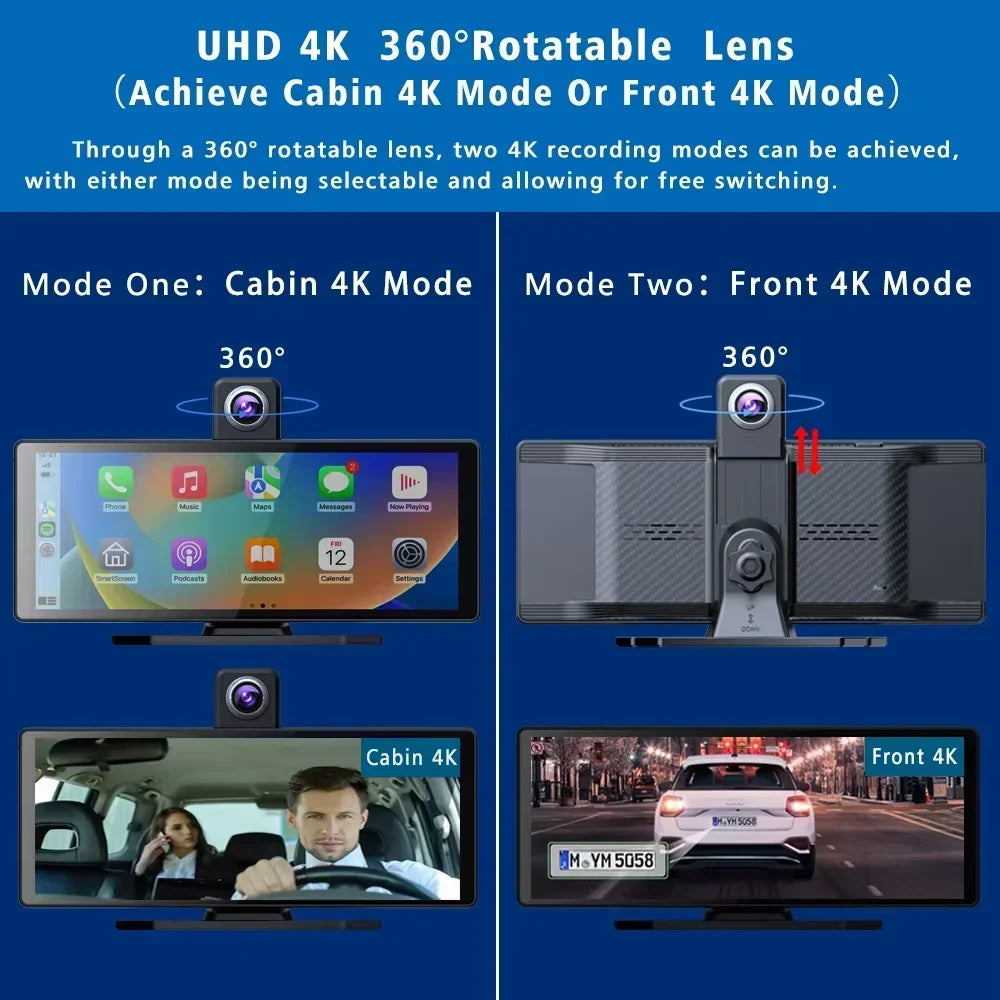 10.26" Portable CarPlay Screen – Wireless Car Stereo Touch Display