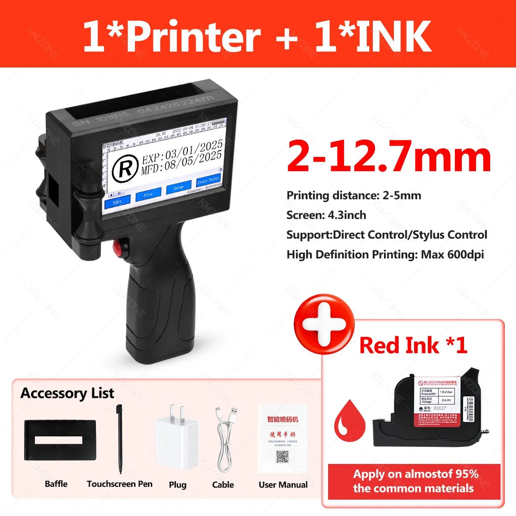 Portable Handheld Inkjet Printer, TIJ Coding Machine with Touch Screen