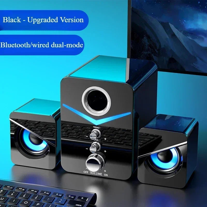 USB Desktop Speakers with Built-In Microphone – Wired Stereo Computer Speakers