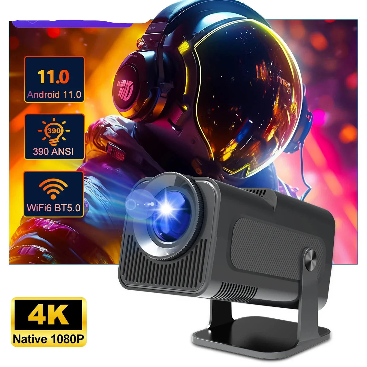 4K Android Portable Projector 1080P