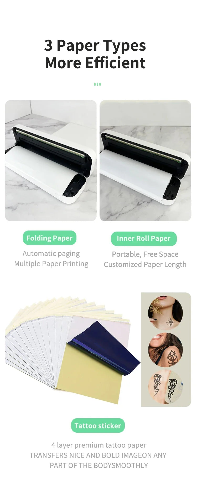 Portable A4 Thermal Printer – Bluetooth Wireless Mini Document Printer