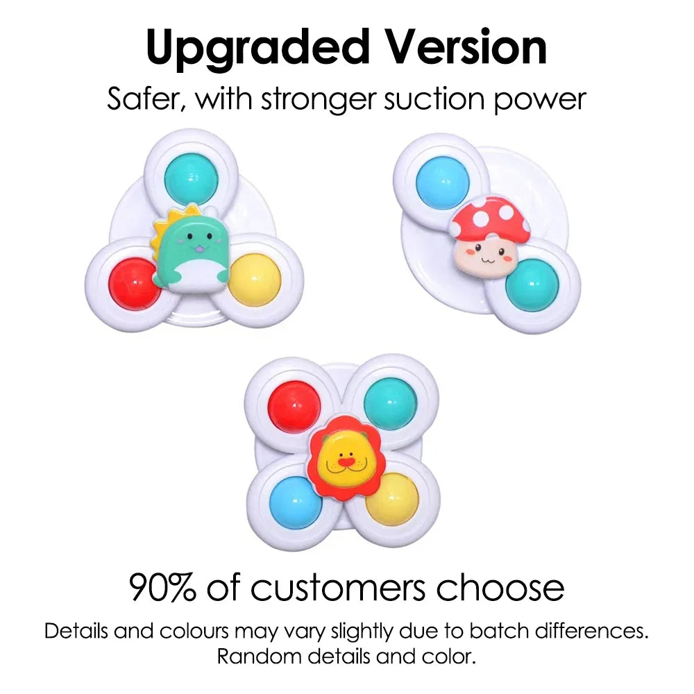 Baby Suction Cup Spinning Toys – 3pc Cartoon Animal Fidget Set