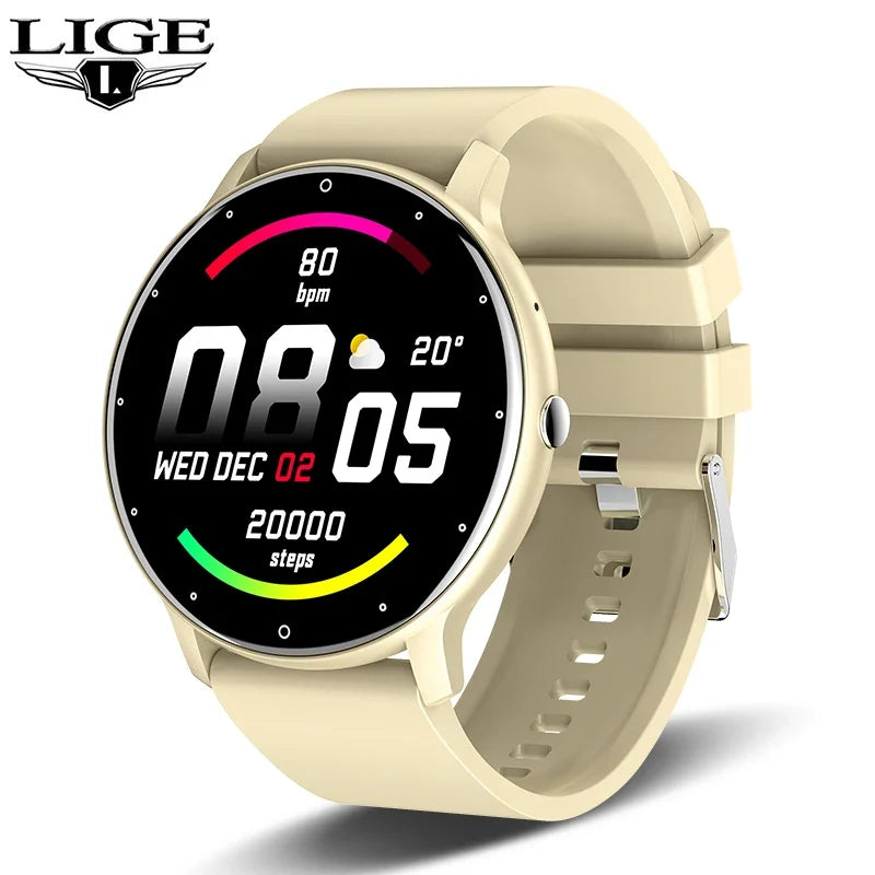 Smart Watch with Bluetooth Call – Round Full Touch Screen Fitness Tracker with Heart Rate Monitor