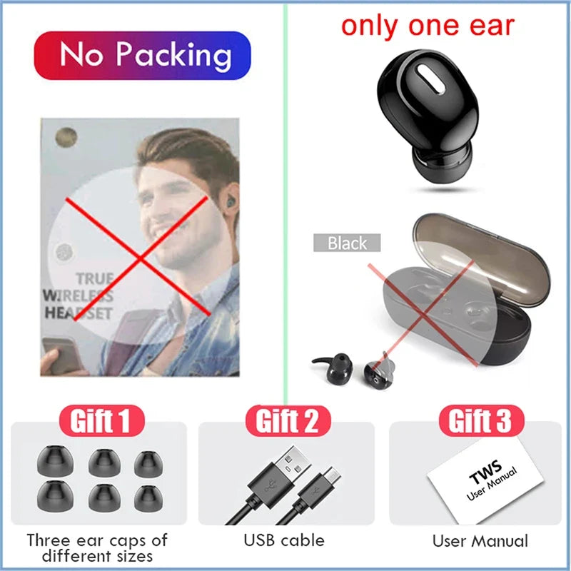 Bluetooth 5.0 Single-Ear Wireless Headset with Microphone