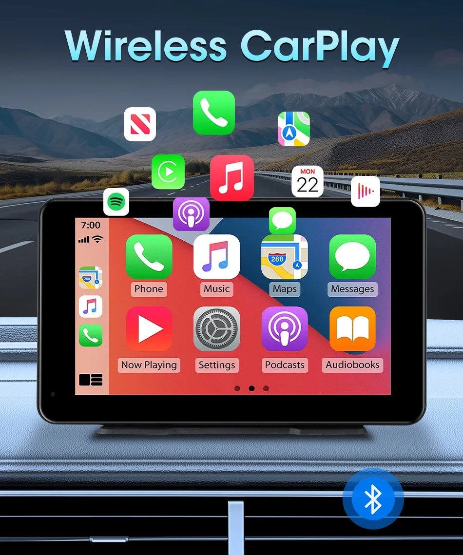11.3 Inch Portable CarPlay Screen – HD Wireless Touch Display for Apple CarPlay and Android Auto