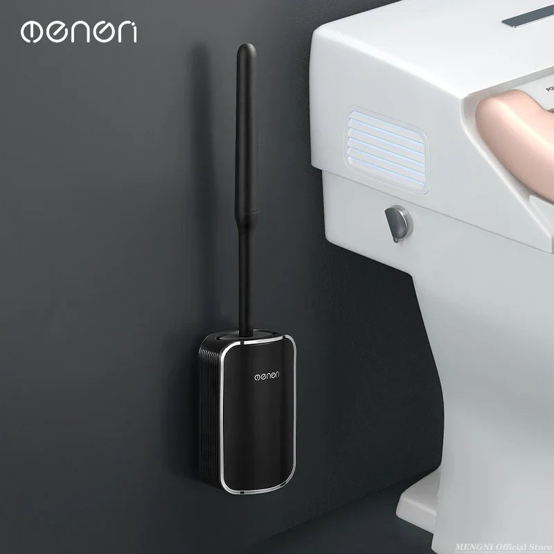 Wall Mount Toilet Brush Set with Quick Drain Holder, Compact Bathroom Brush
