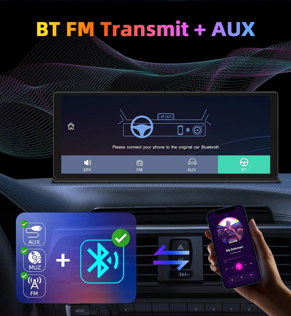 11.3 Inch Portable CarPlay Screen – HD Wireless Touch Display for Apple CarPlay and Android Auto