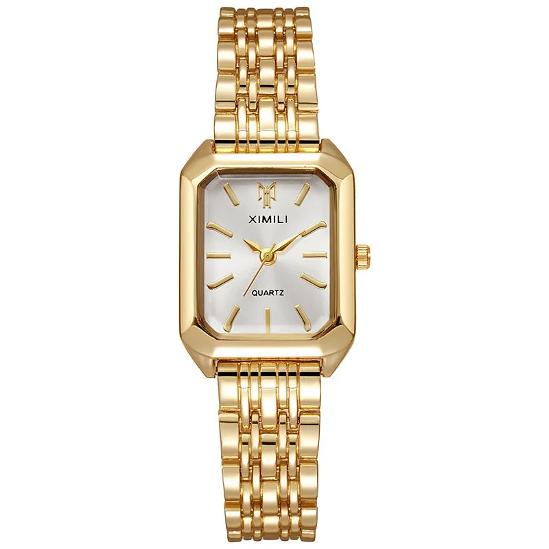 Women's Square Gold-Plated Quartz Watch – Luxury Business Dress Watch