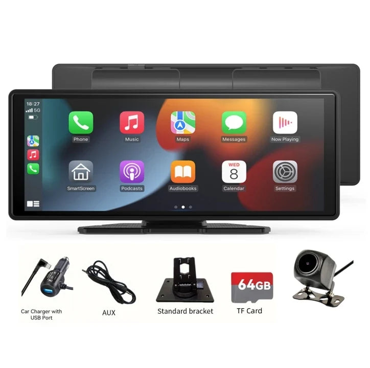 10.26 Inch Portable Wireless CarPlay Screen, Apple CarPlay and Android Auto Touchscreen