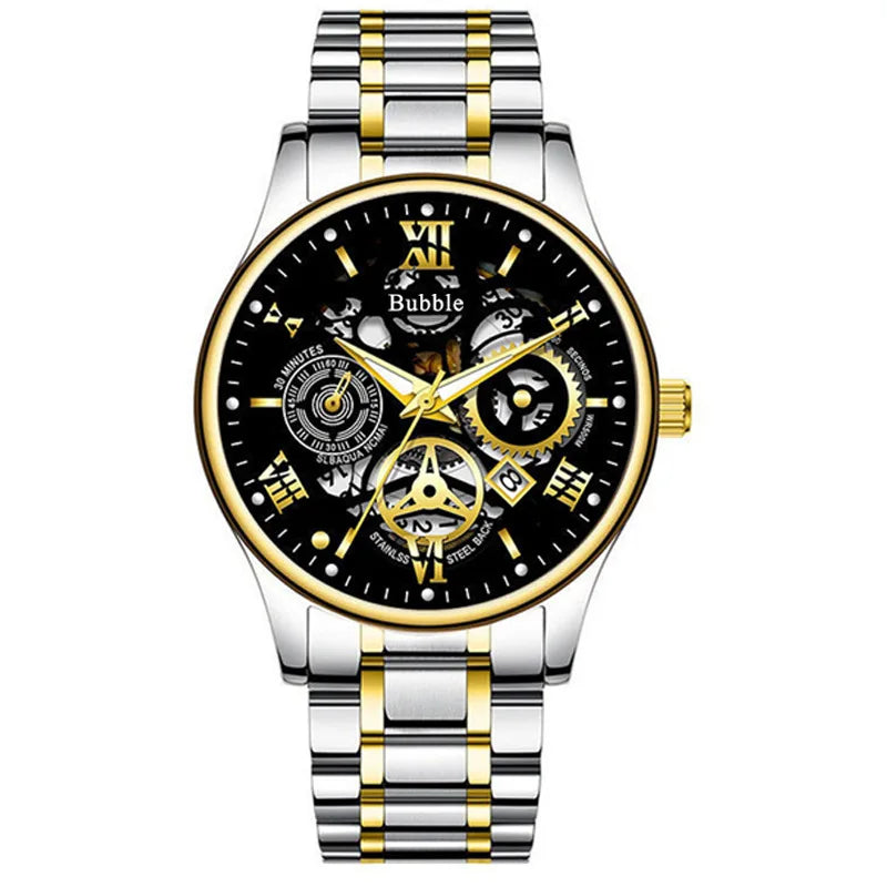 Men's Quartz Watch – Waterproof Hollow Dial, Luxury Style