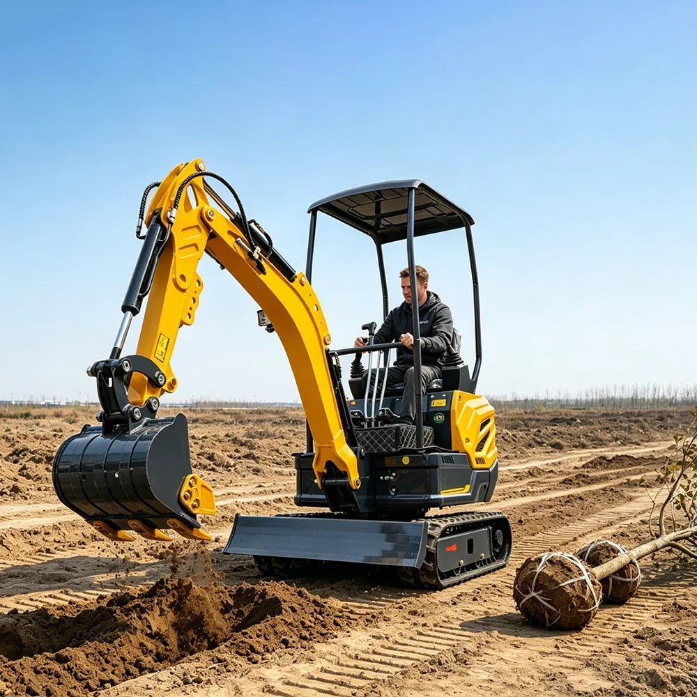 1 Ton Mini Excavator – Compact Micro Digger with Custom Colors for Greenhouse & Farm