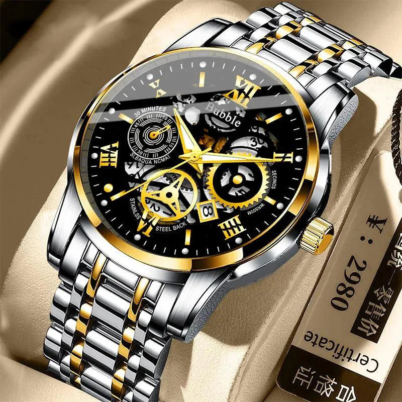 Men's Quartz Watch – Waterproof Hollow Dial, Luxury Style
