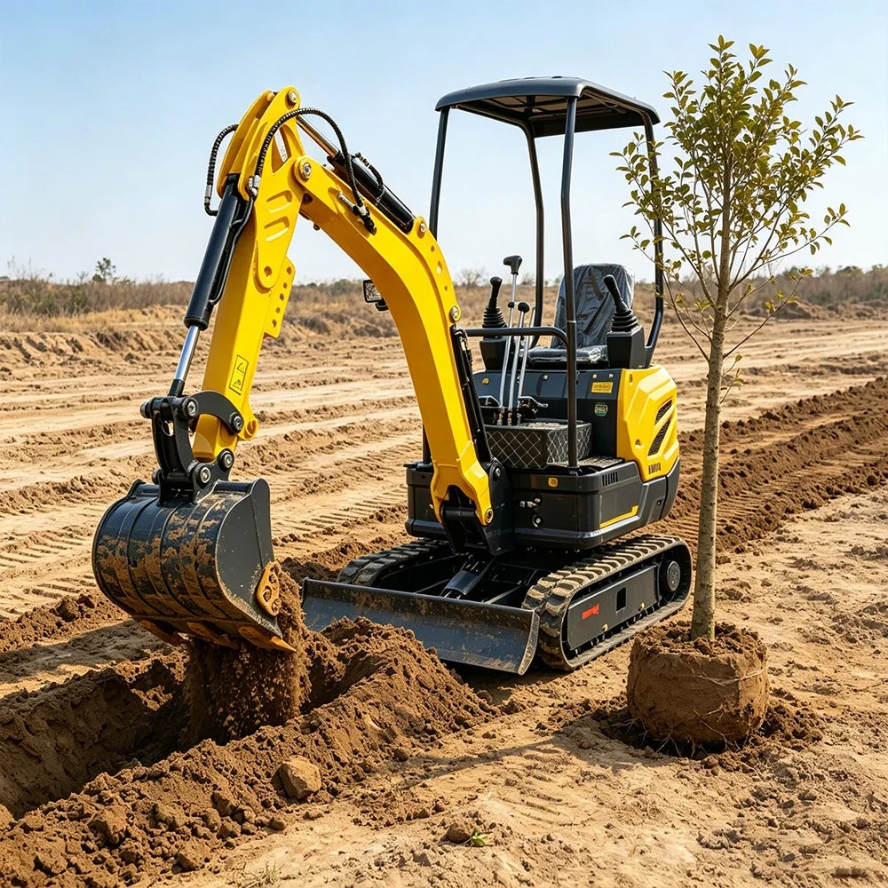 1 Ton Mini Excavator – Compact Micro Digger with Custom Colors for Greenhouse & Farm