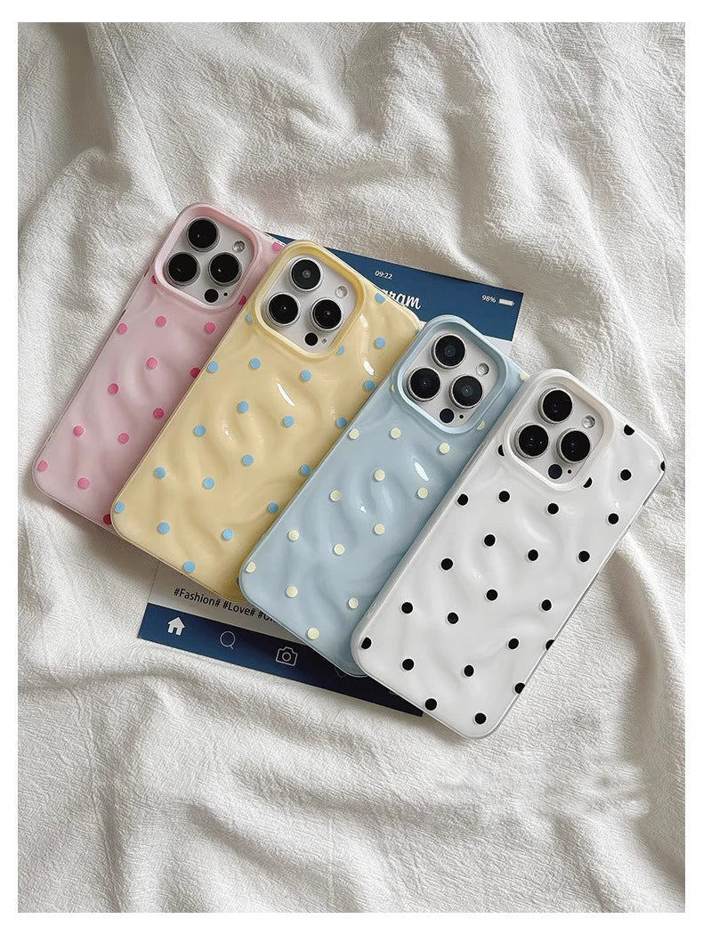 Polka Dot Phone Case – Soft Silicone Shockproof for iPhone 13-16 Series