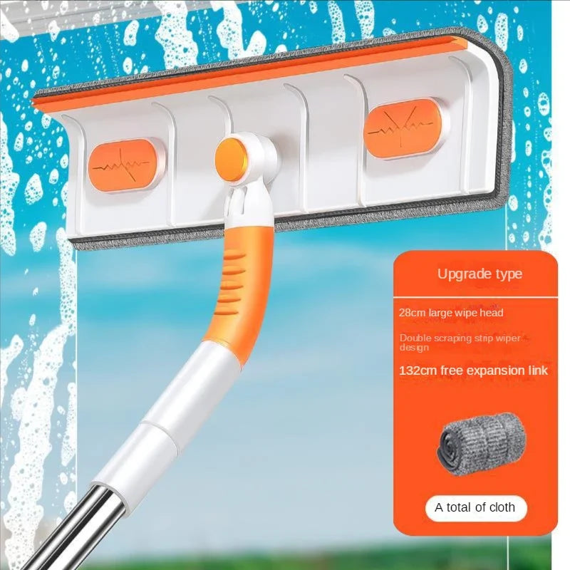Telescopic Window Cleaning Mop – Microfiber Glass Squeegee & Scraper