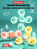 Baby Suction Cup Spinning Toys – 3pc Cartoon Animal Fidget Set