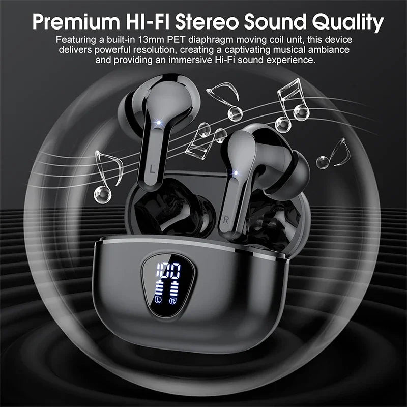 Bluetooth 5.3 In-Ear Earbuds with LED Display & ENC Mic