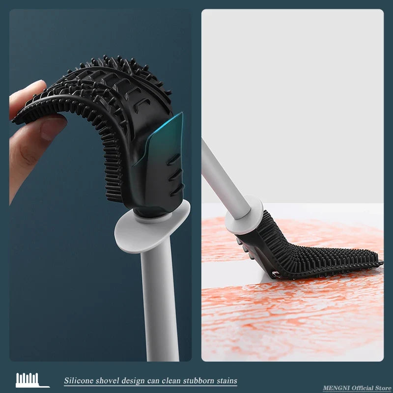 Wall Mount Toilet Brush Set with Quick Drain Holder, Compact Bathroom Brush