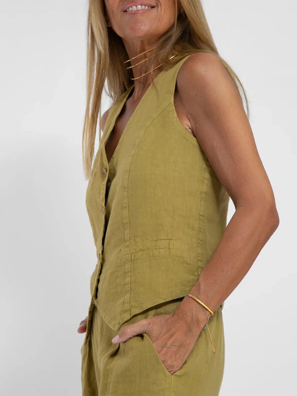 Women's Sleeveless Vest and Pants Set, Colorblock Two-Piece Suit