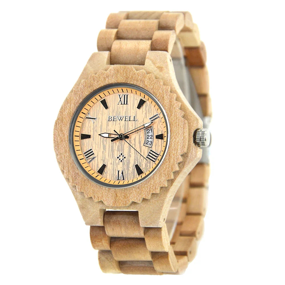 Wooden Watch for Men, Stylish Quartz Wristwatch with Natural Wood Finish