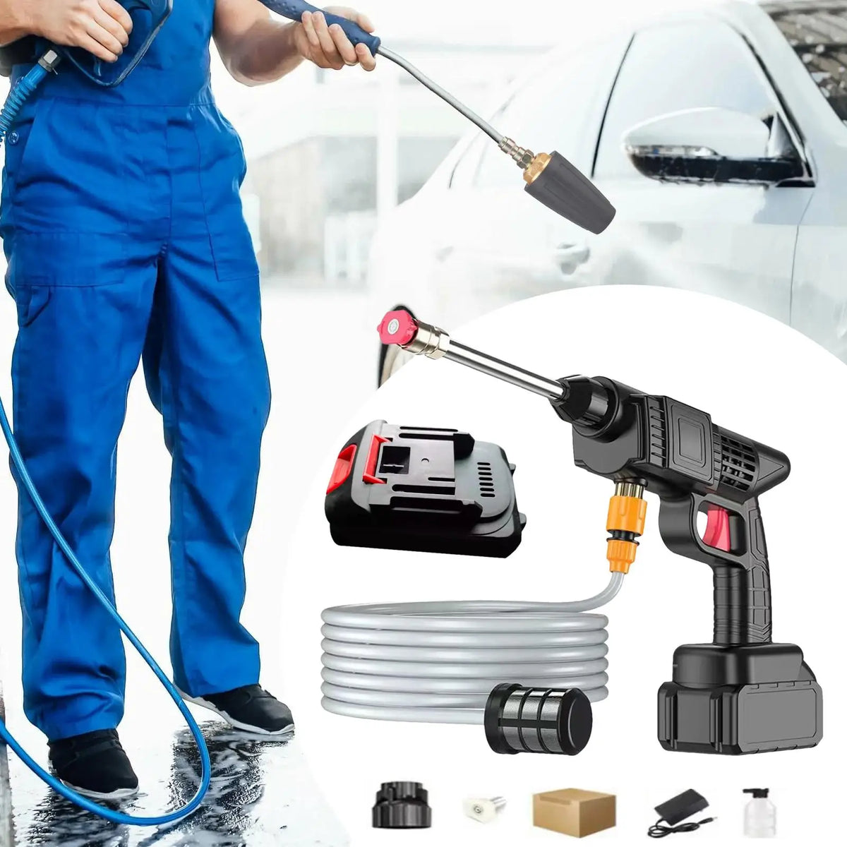Cordless High-Pressure Washer – Portable Car Wash Spray Gun