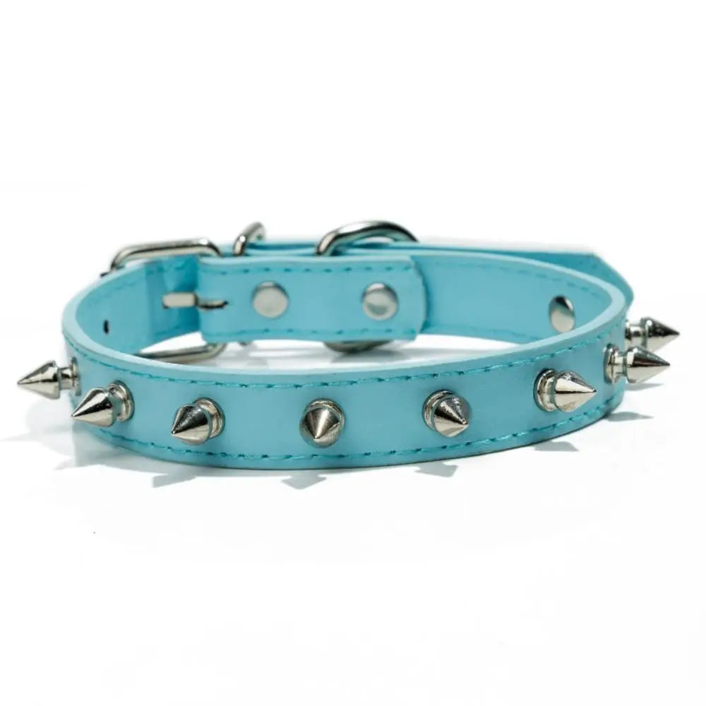 Adjustable Studded PU Leather Collar for Dogs & Cats