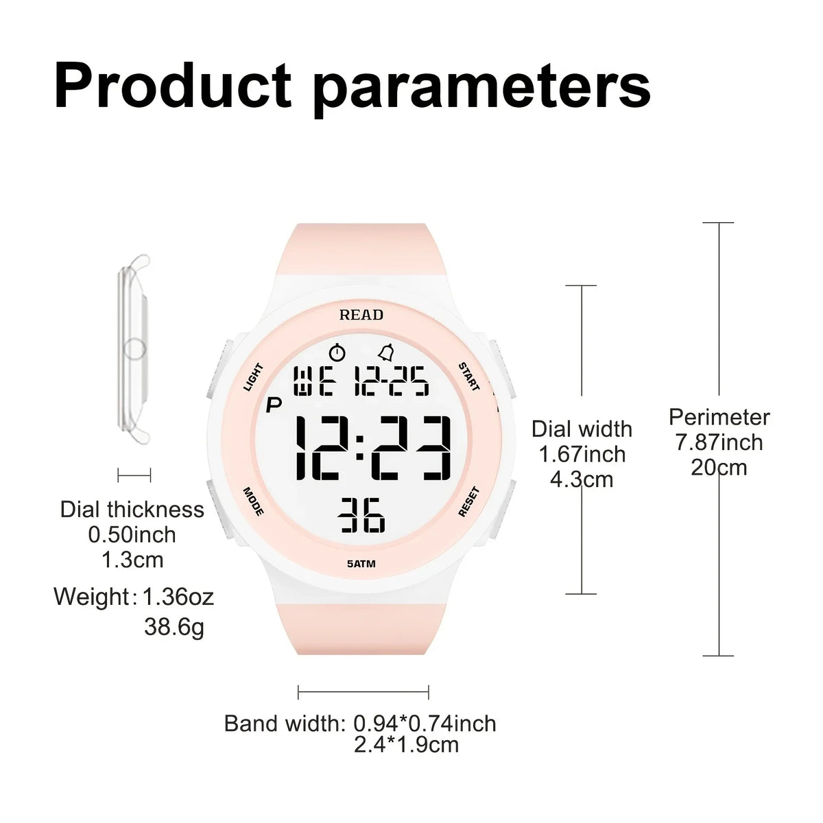 Women's LED Digital Watch, Waterproof Sport Watch with Silicone Band