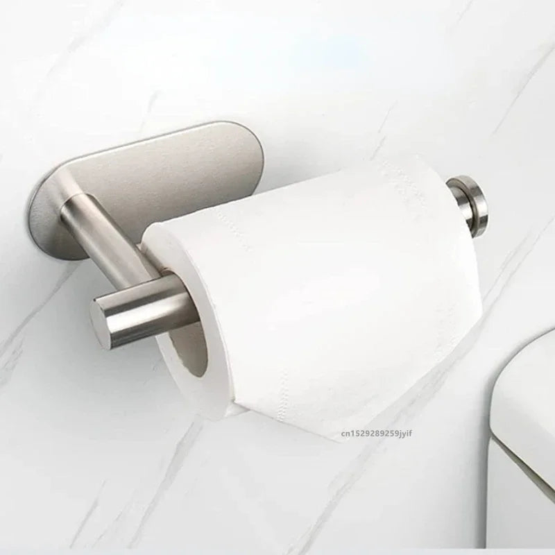 Self-Adhesive Toilet Paper Holder with Shelf – Stainless Steel