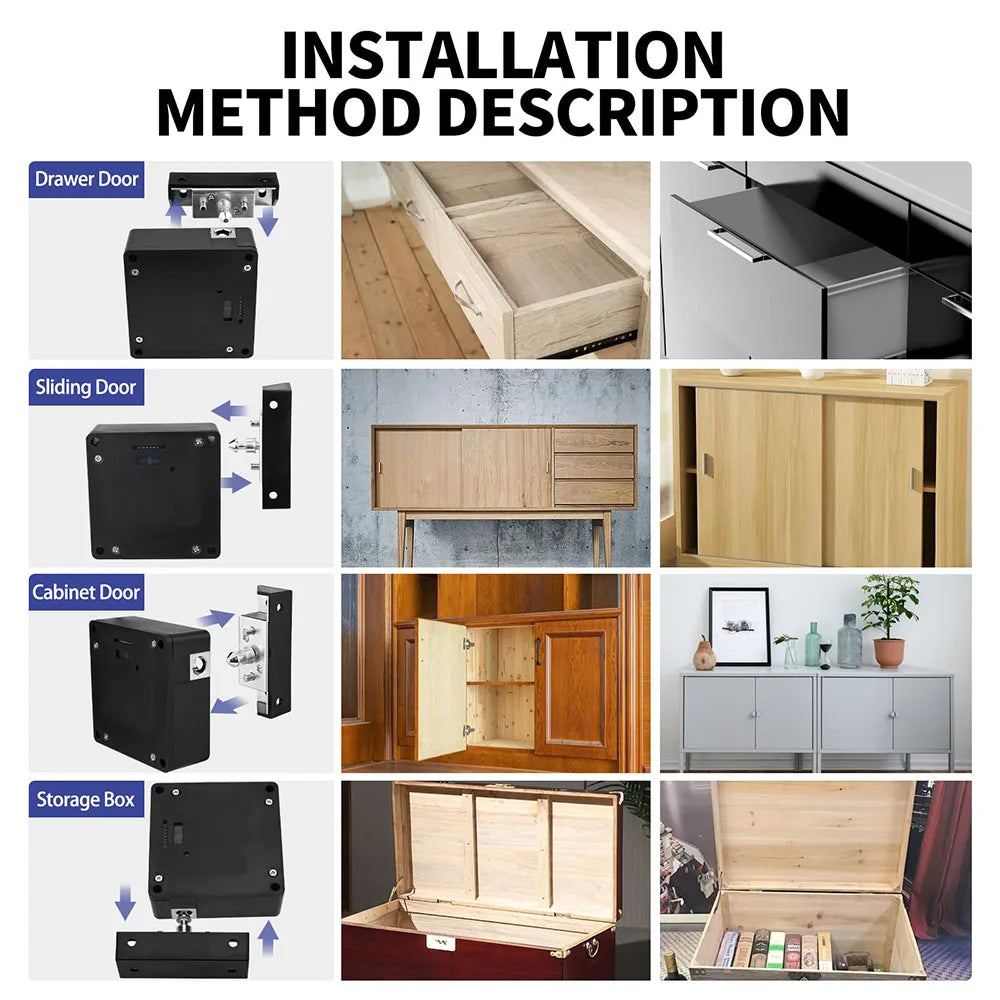 Invisible RFID Cabinet Lock, Hidden Electronic Lock for Wooden Cabinets