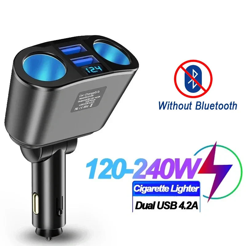 Dual USB Fast Car Charger Multi Port Quick Charge with Bluetooth