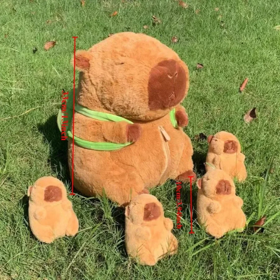 Capybara Plush Toy Set – Mommy with 4 Little Capibara Plush Dolls