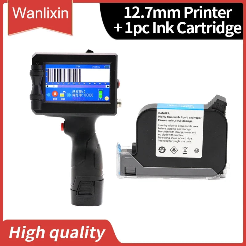 Handheld Inkjet Label Printer – QR Bar Batch Code & Expiry Date Printer