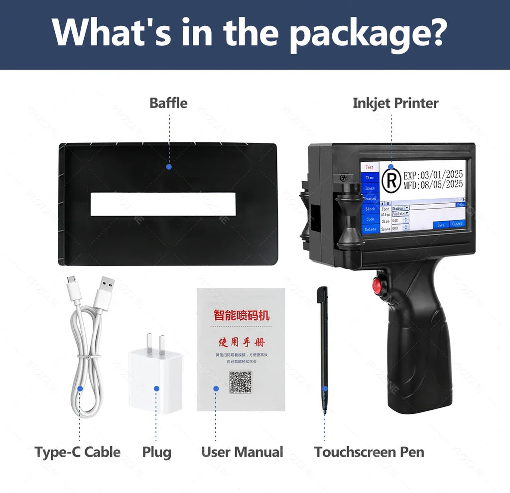 Portable Handheld Inkjet Printer, TIJ Coding Machine with Touch Screen