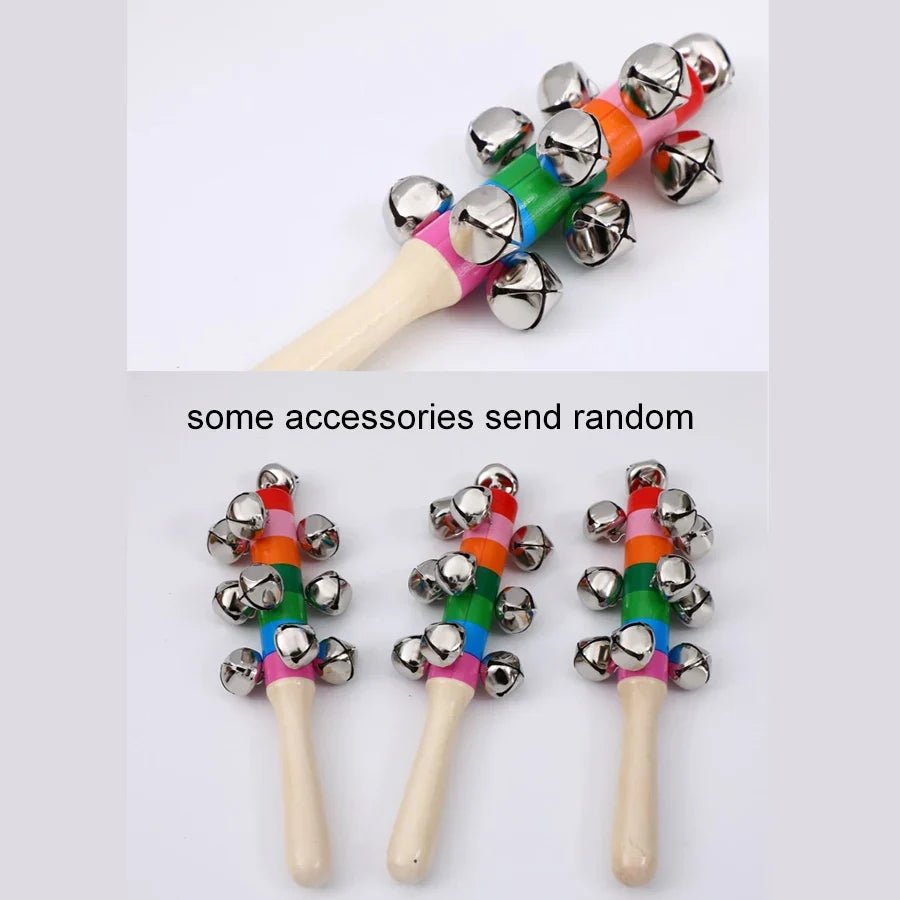 Rainbow Handheld Bell Stick | Wooden Musical Toy for Kids & Parties