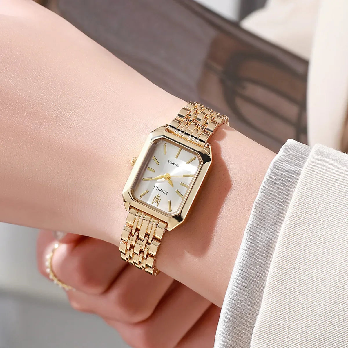 Women's Square Gold-Plated Quartz Watch – Luxury Business Dress Watch