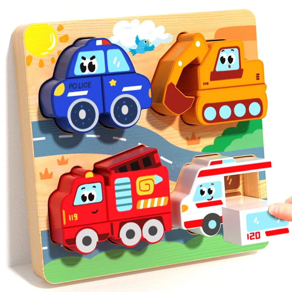 4-in-1 Wooden 3D Cartoon Animal Puzzle | Educational Toy for Kids