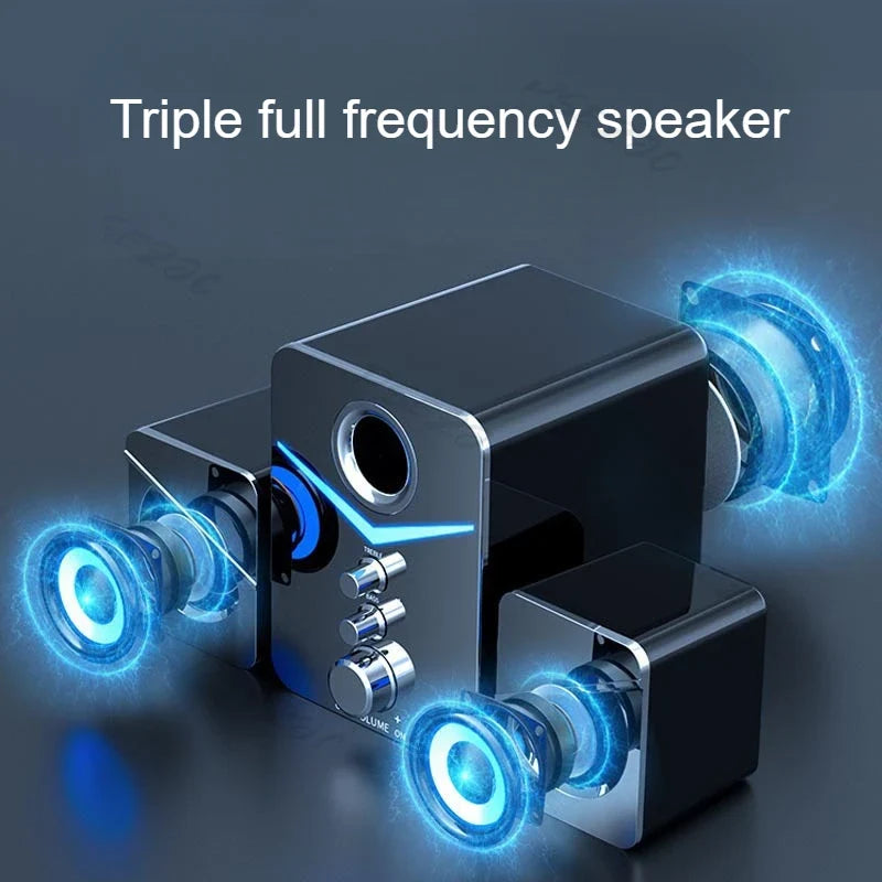 USB Desktop Speakers with Built-In Microphone – Wired Stereo Computer Speakers