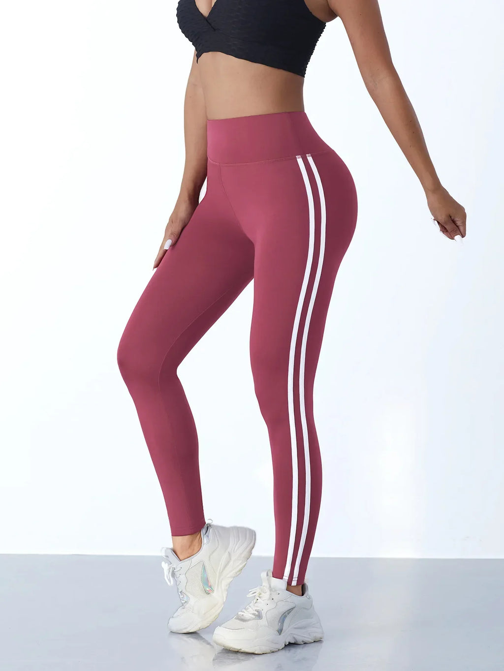 Women's Striped Yoga Leggings – Slim Fit Sports Pants