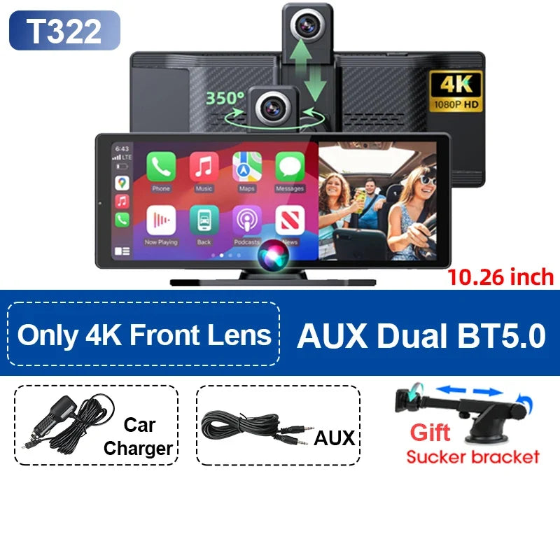 10.26" Portable CarPlay Screen – Wireless Car Stereo Touch Display