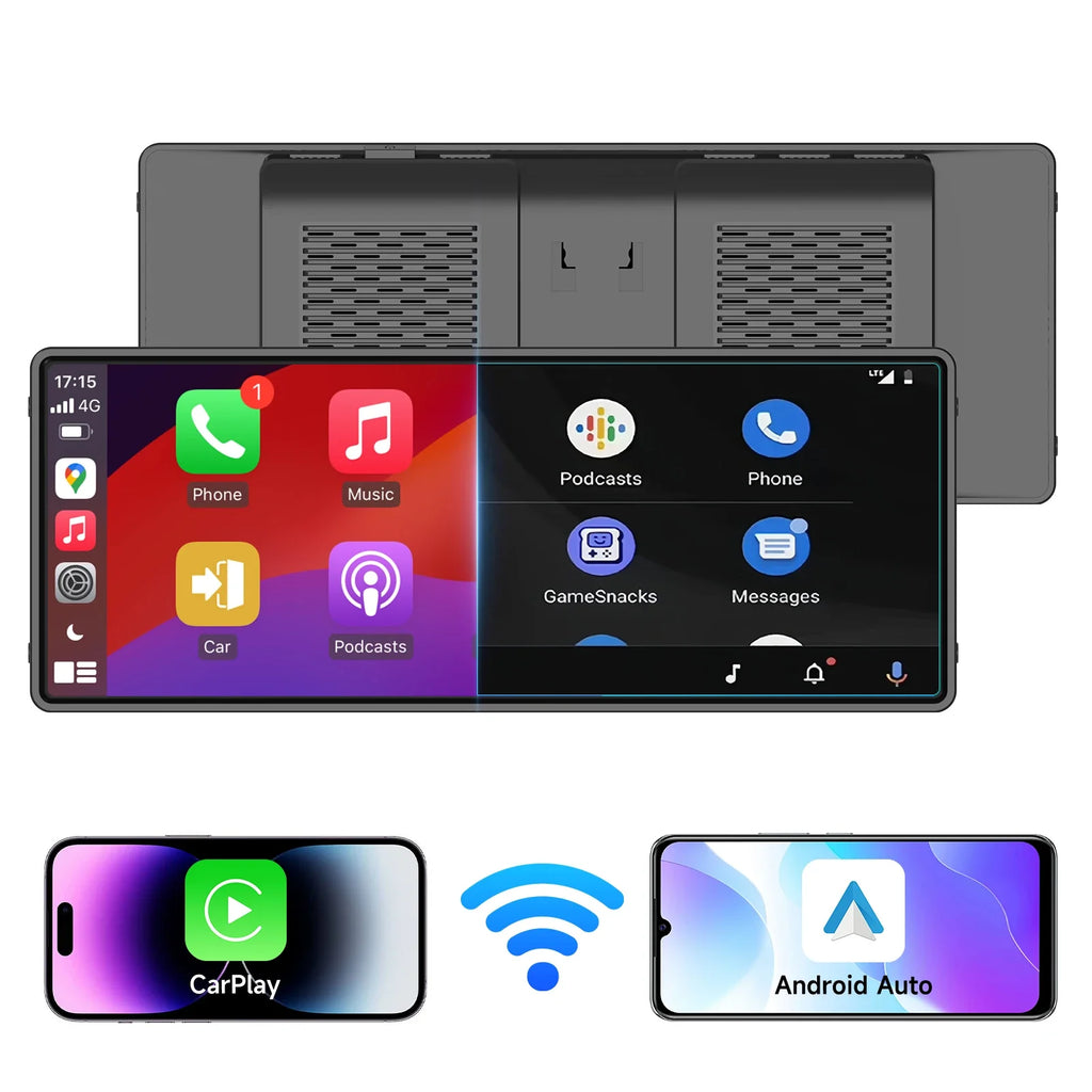 10.26 Inch Portable Wireless CarPlay Screen, Apple CarPlay and Android Auto Touchscreen