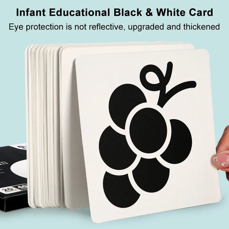Baby Montessori Flash Cards – Black & White Visual Stimulation Toy