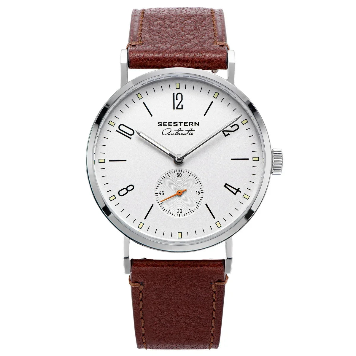 Men's Ultra-Thin Automatic Watch, Stainless Steel, Leather Band Business Watch