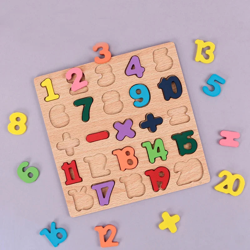 Wooden Alphabet & Number Puzzle | Montessori Learning Toy for Kids
