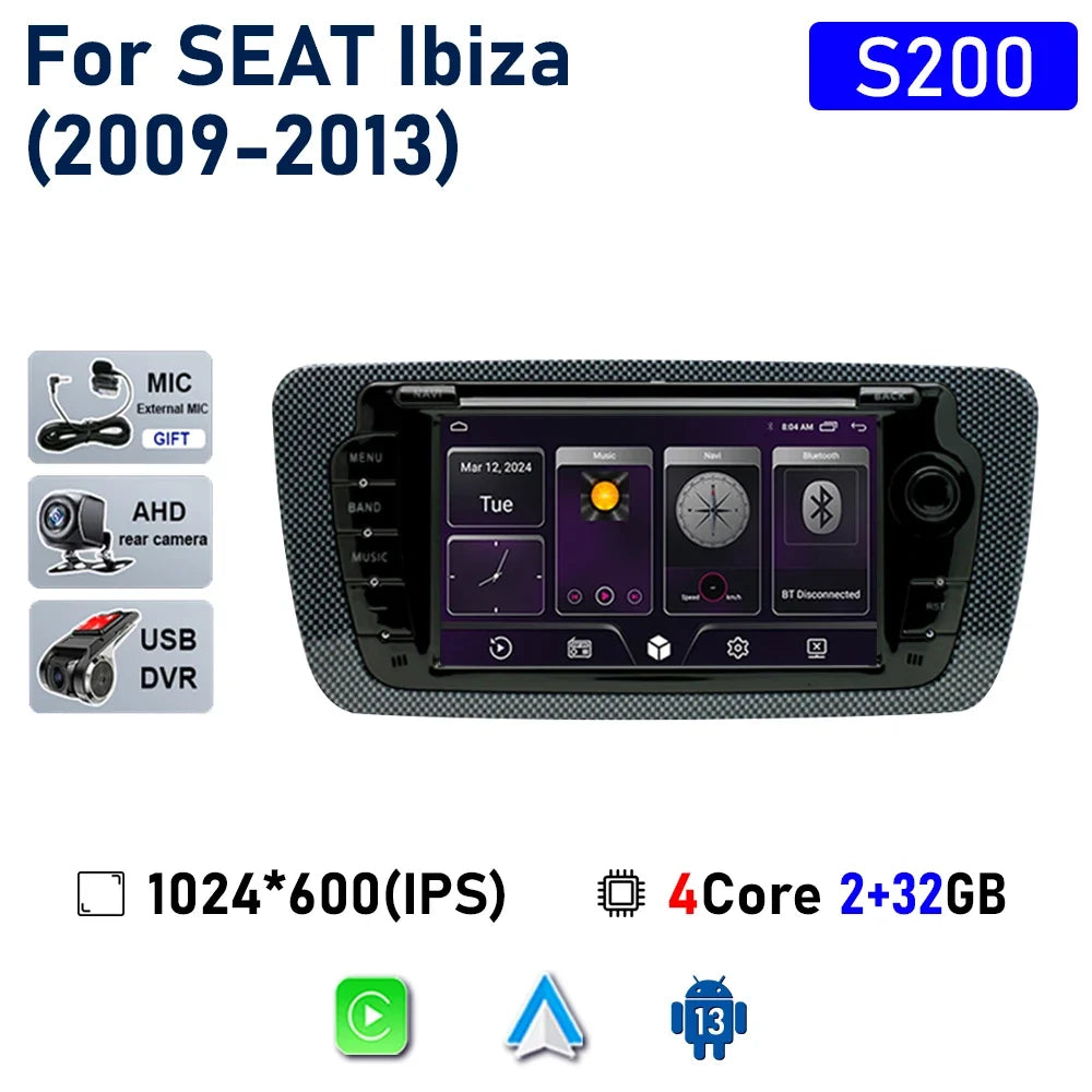 7" Touch Screen Car Stereo Head Unit for Seat Ibiza 2009–2013