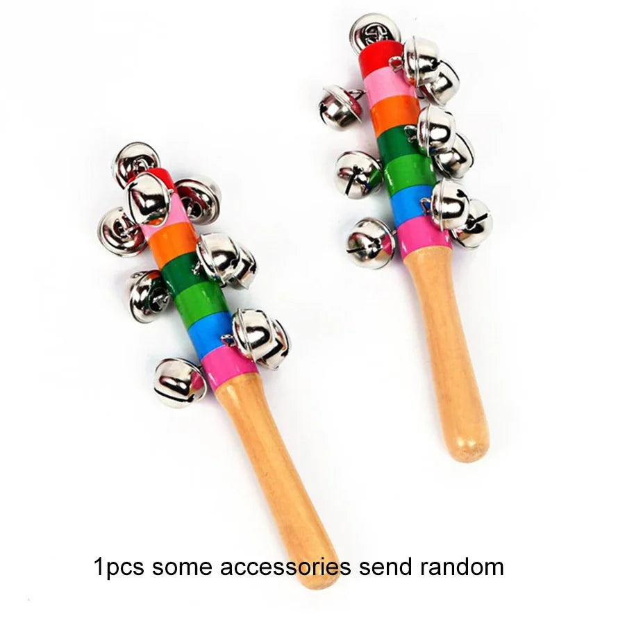 Rainbow Handheld Bell Stick | Wooden Musical Toy for Kids & Parties