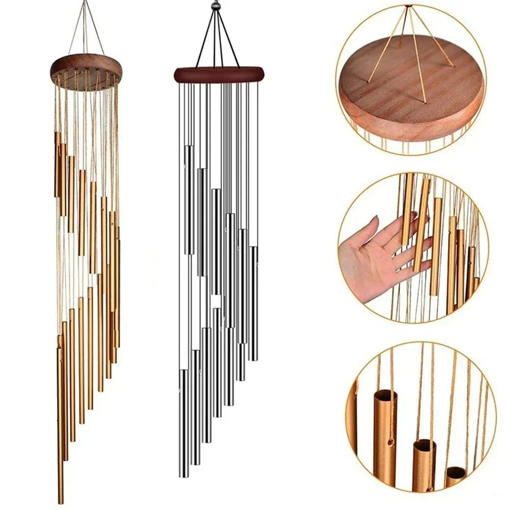 12-Tube Aluminum Wind Chimes – Deep Tone Outdoor Chimes for Garden and Patio