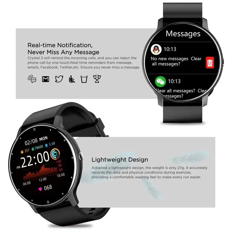 Men's Smart Watch – Full Touch Screen Fitness Tracker, Waterproof