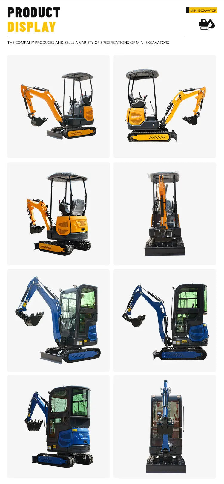Mini Excavator – Compact Crawler Digger with Custom Color Options